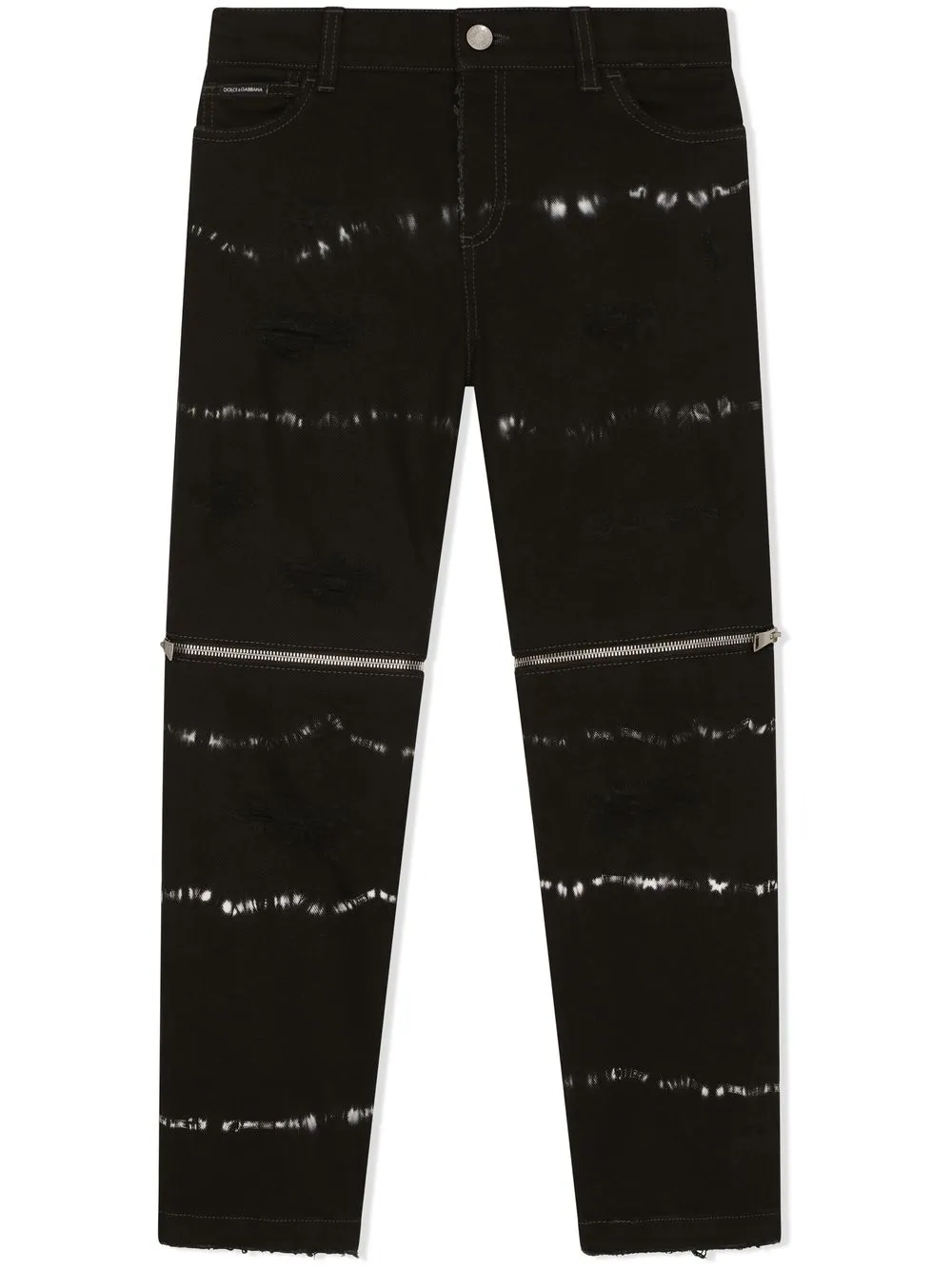 

Dolce & Gabbana Kids jeans rectos con efecto blanqueado - Negro