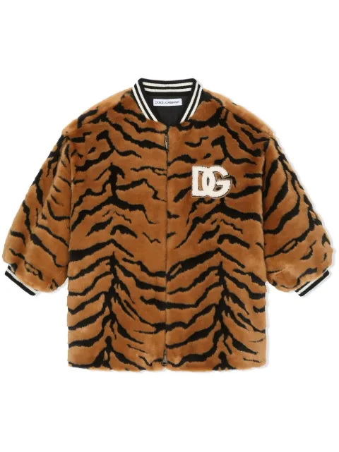 Dolce & Gabbana Kids tiger-print varsity jacket