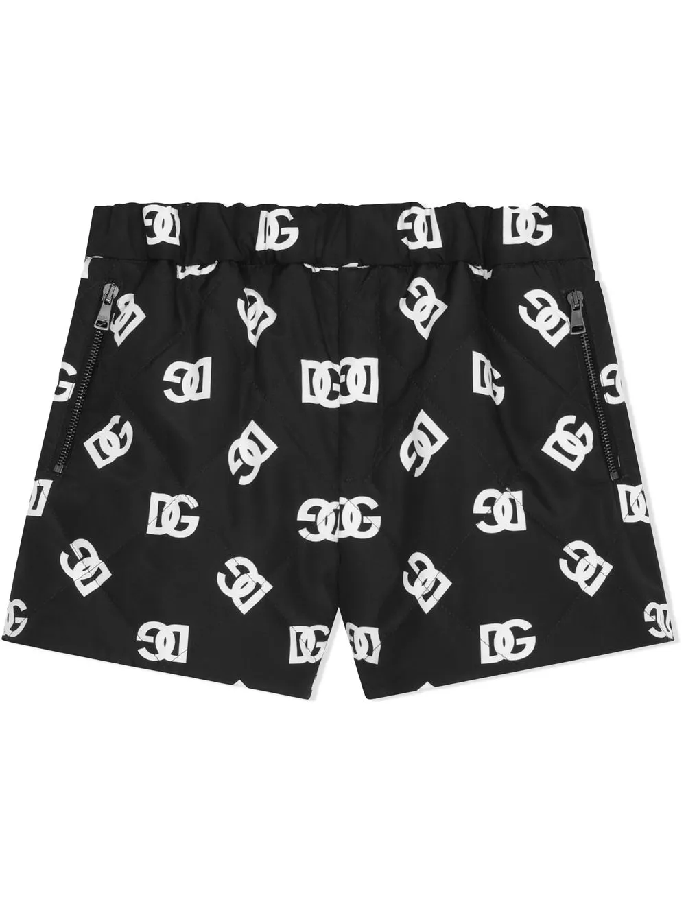 Dolce & Gabbana Kids shorts capitonados con logo DG estampado - Negro