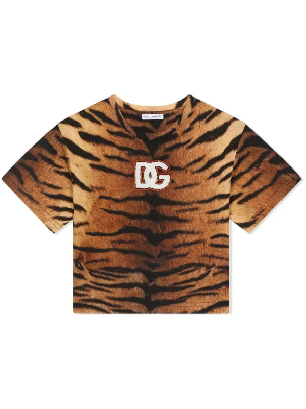 tiger print cotton T shirt