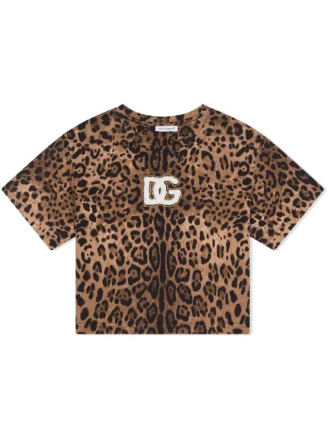 Dolce & Gabbana Kids leopard-print cotton T-shirt