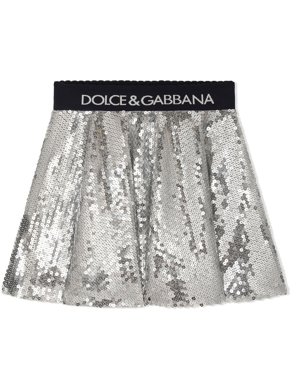 Image 1 of Dolce & Gabbana Kids logo-waistband sequinned midi-skirt
