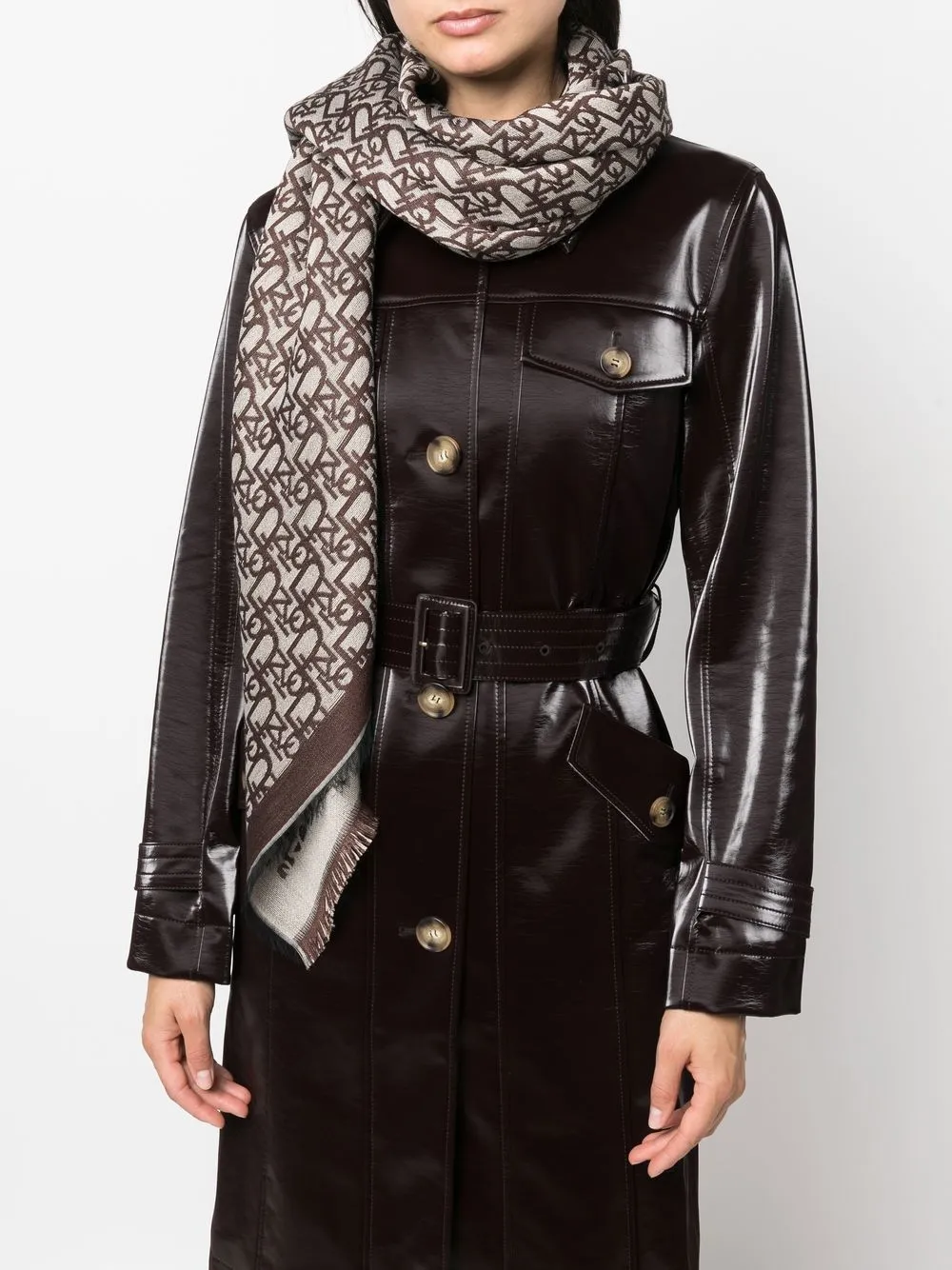 PINKO Sjaal met logoprint - Bruin