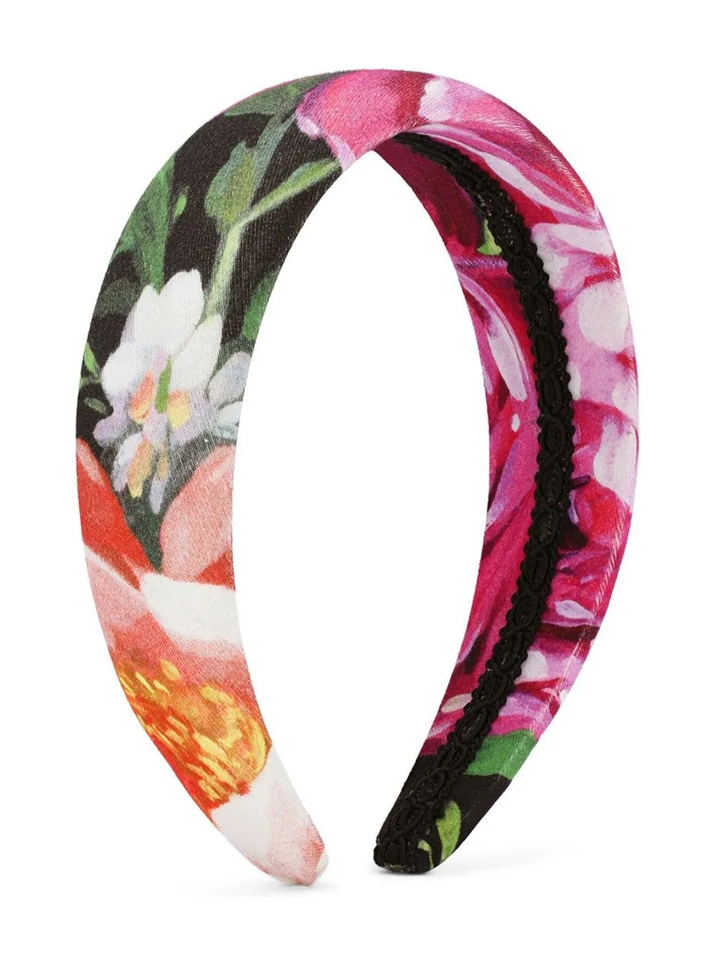

Dolce & Gabbana Kids diadema capitonada con estampado floral - Negro