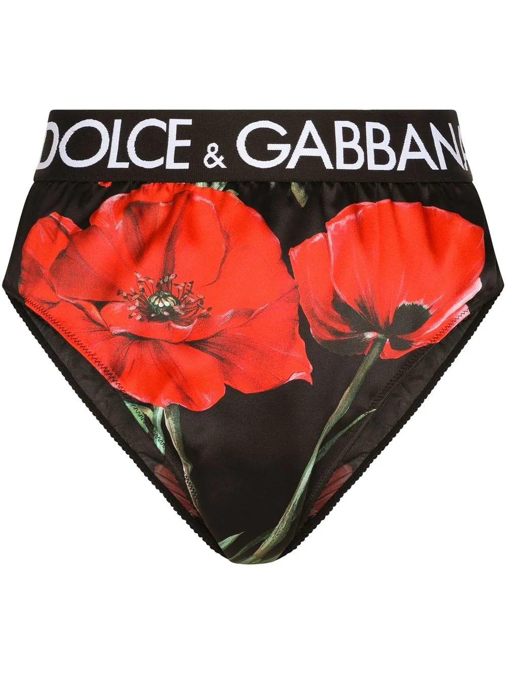 

Dolce & Gabbana calzones de tiro medio con amapolas estampadas - Negro
