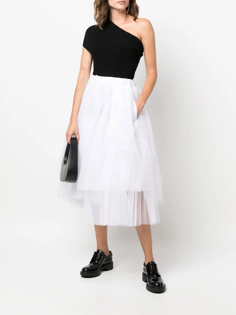 Black Comme Des Garçons Asymmetrische midi-rok - Wit