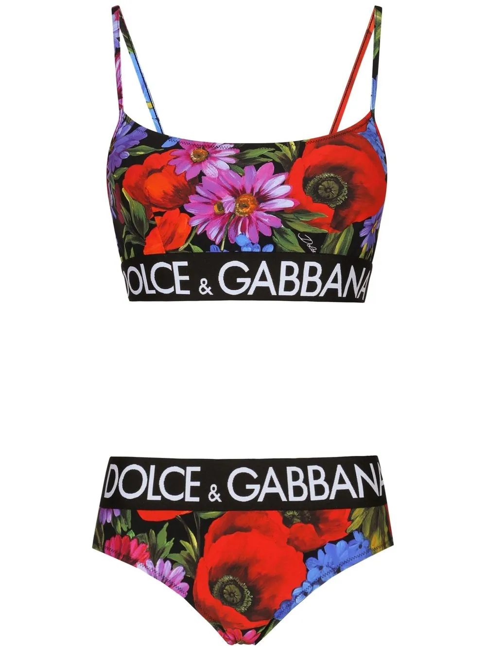 

Dolce & Gabbana bikini con estampado floral - Negro