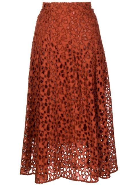 Vince A-line lace-embroidered skirt