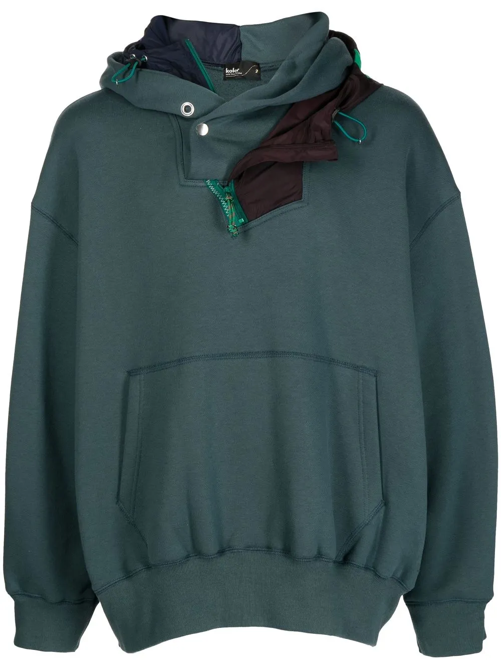 

Kolor cotton panelled hoodie - Green