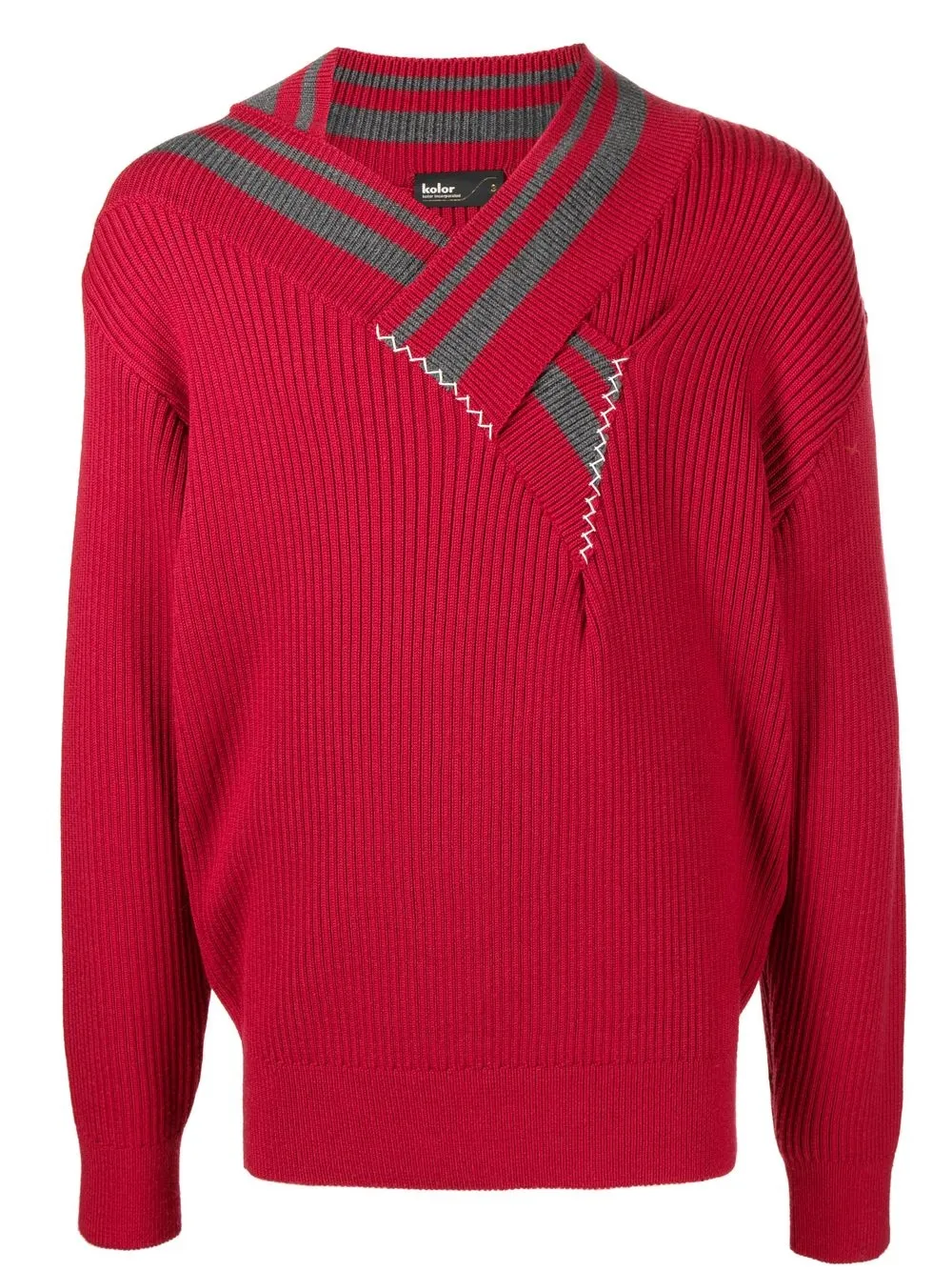 

Kolor contrast-trimmed wool jumper - Red