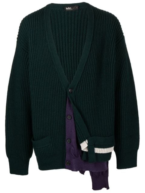 Kolor ribbed-knit wool cardigan