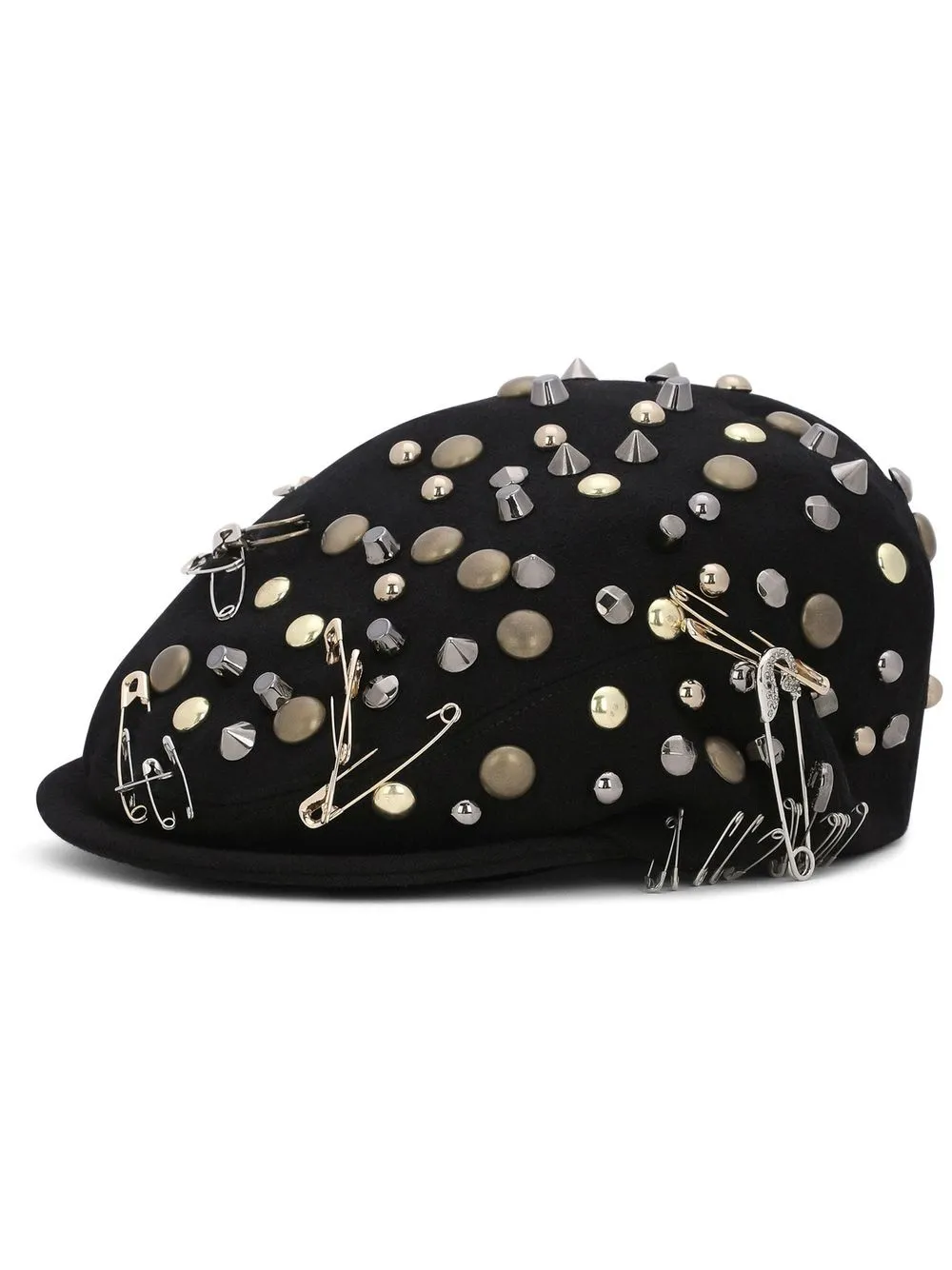 

Dolce & Gabbana studded safety-pin flat cap - Black