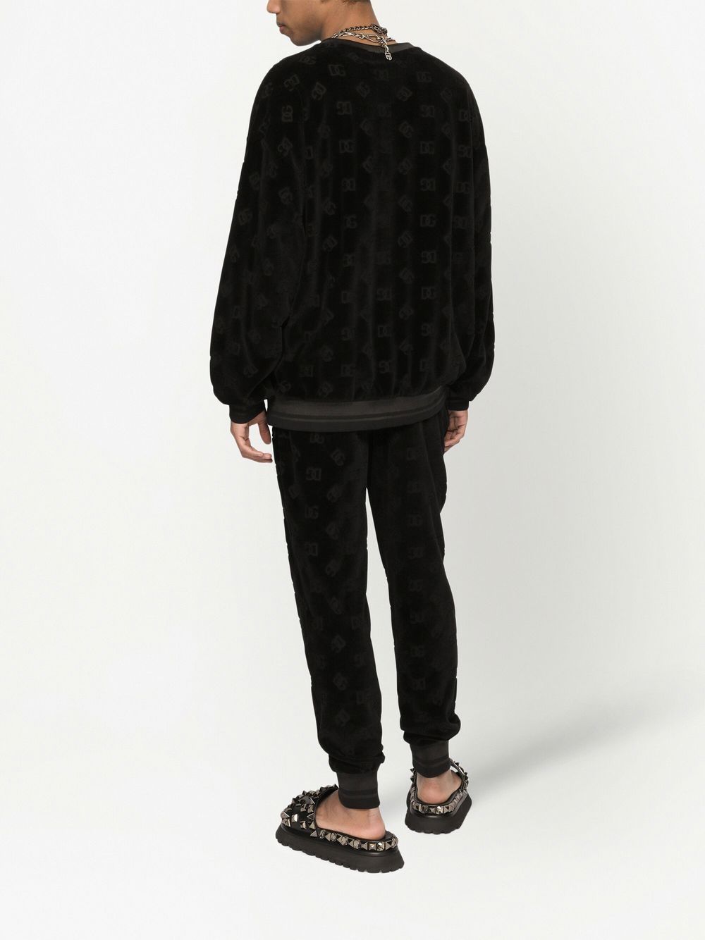 Shop Dolce & Gabbana Dg Jacquard-logo Print Sweatpants In Black