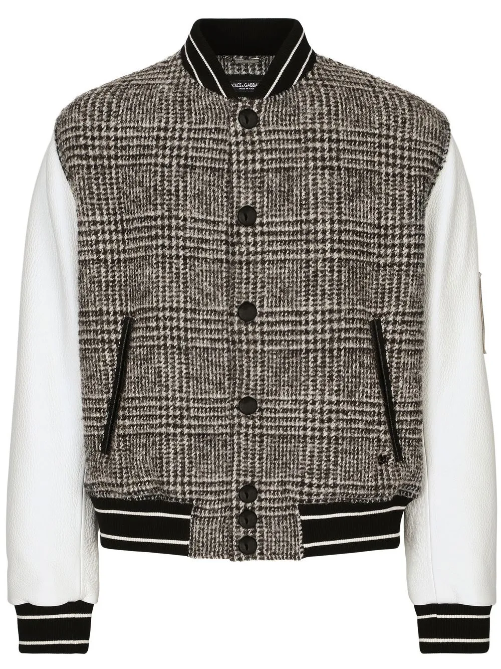 

Dolce & Gabbana check-print panel bomber jacket - Black