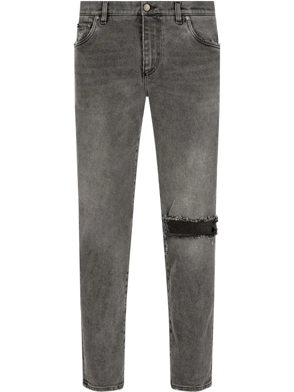 distressed slim-fit jeans