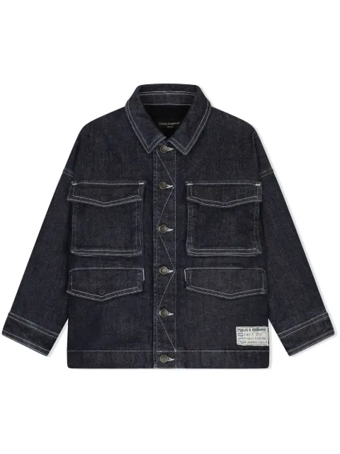 Dolce & Gabbana Kids contrast-stitching logo-patch denim jacket