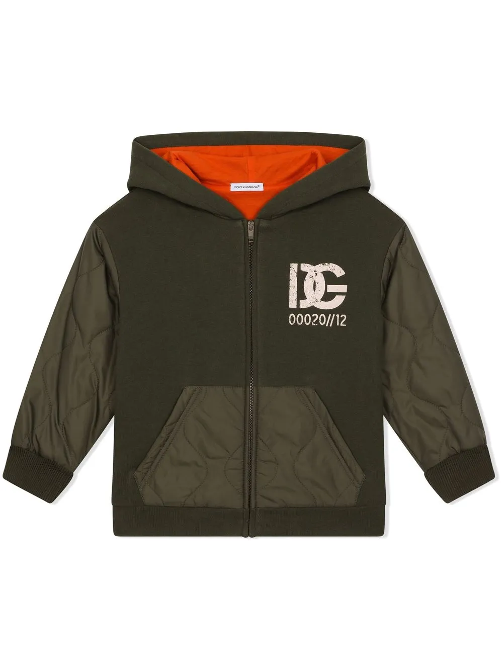 

Dolce & Gabbana Kids hoodie con cierre y logo estampado - Verde