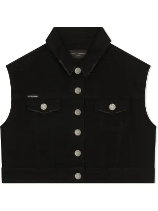 Kids black denim store vest