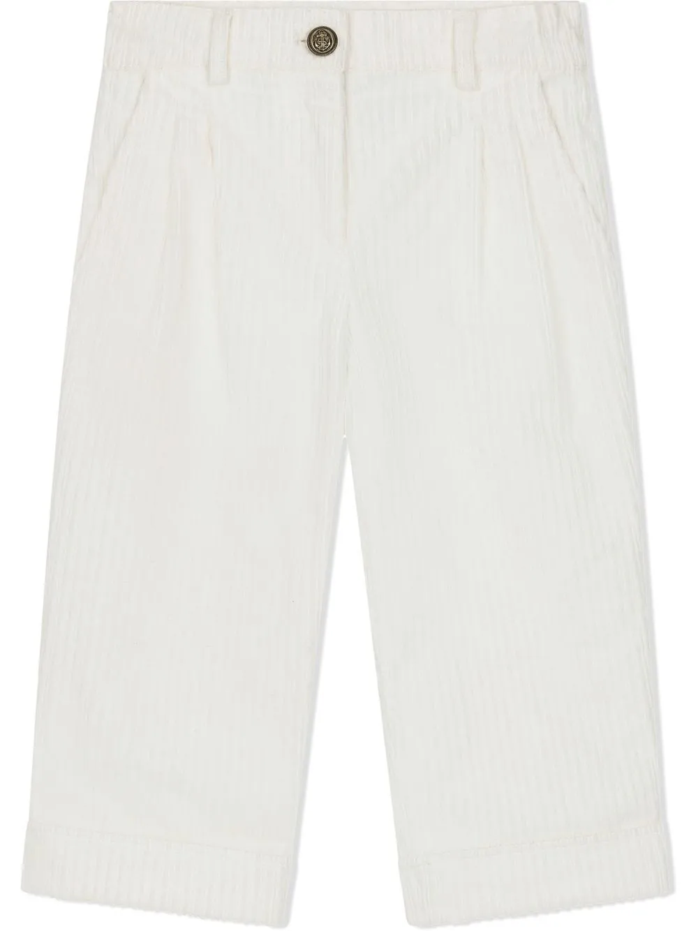Dolce & Gabbana Kids logo-patch pleat-detail trousers | White | Image 1