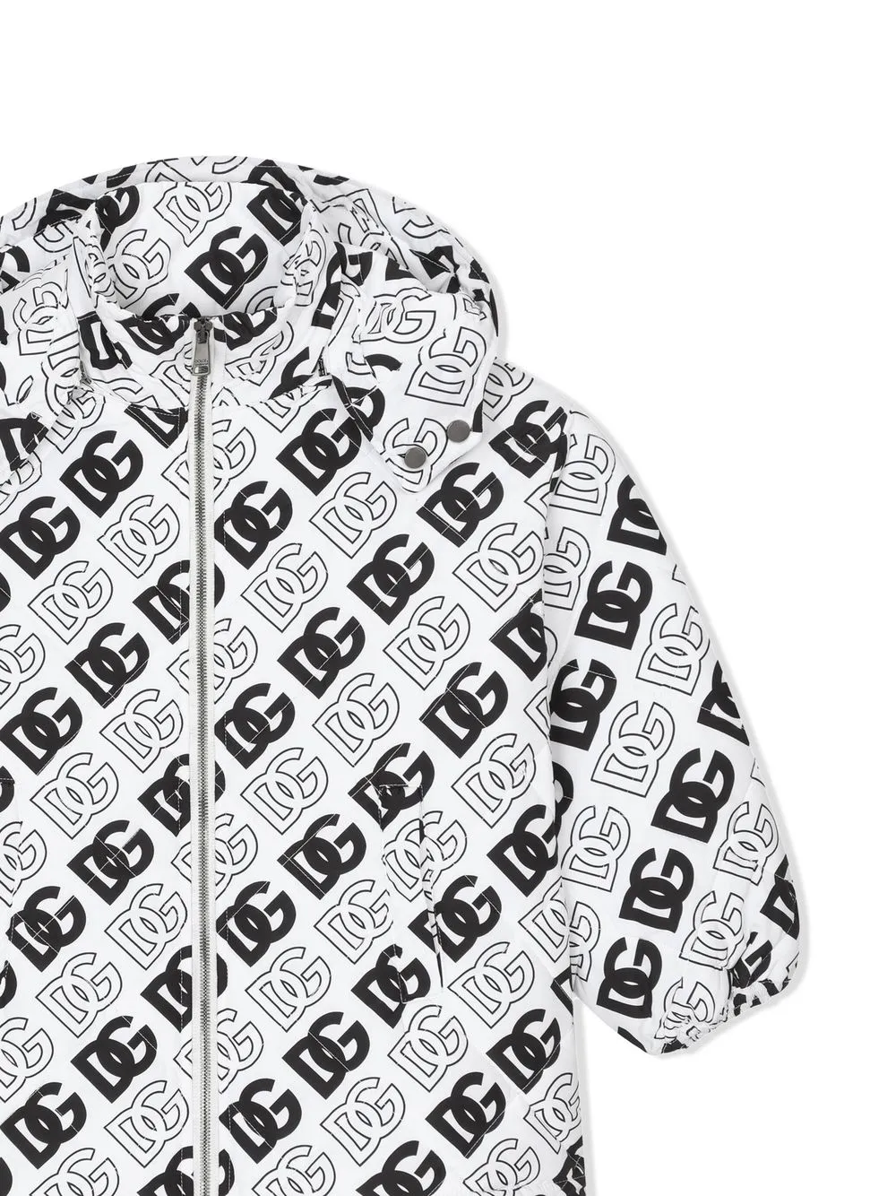  Dolce & Gabbana Kids Gesteppte Jacke Mit Dg Logo   Weiß 