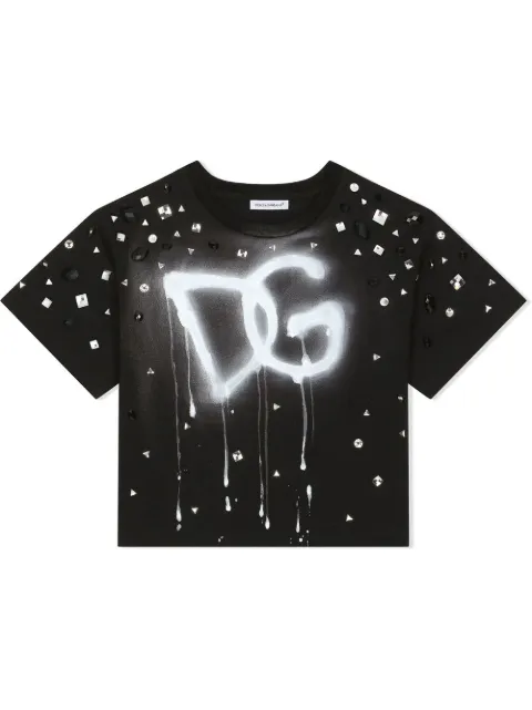 Dolce & Gabbana Kids تيشيرت مزين بطبعة شعار الماركة