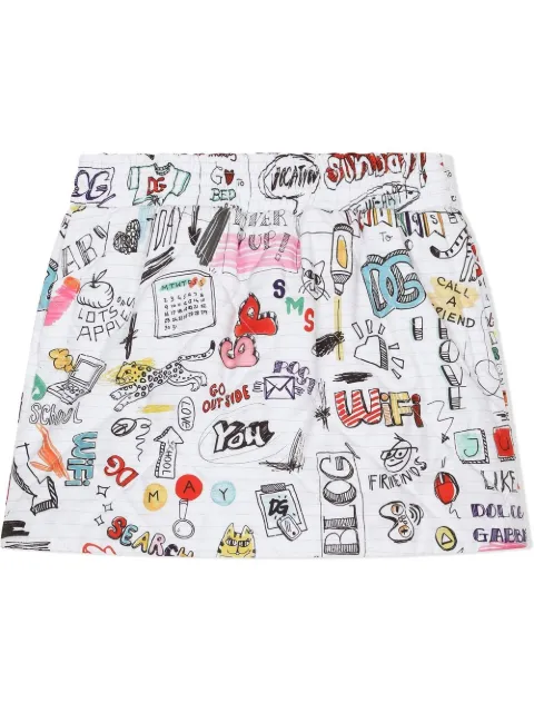 Dolce & Gabbana Kids quilted nylon Smemo-print skirt