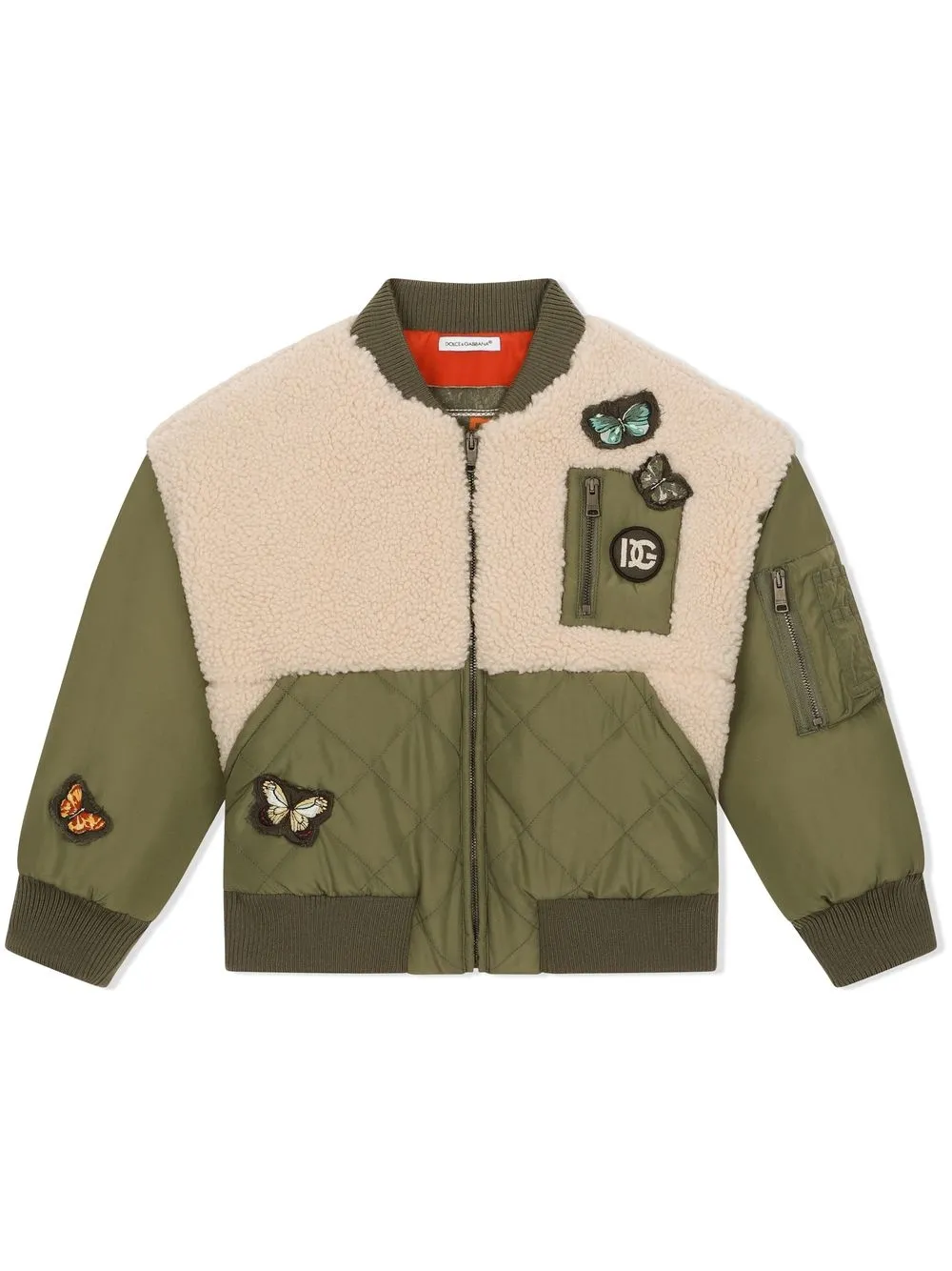 

Dolce & Gabbana Kids chamarra bomber con detalle de parche - Verde