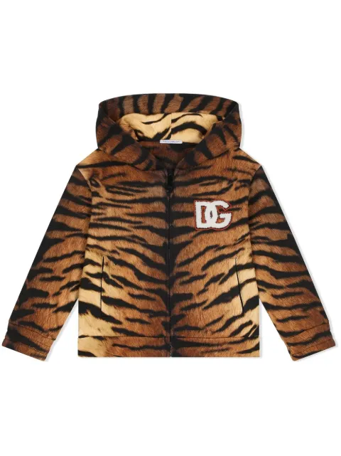 Dolce & Gabbana Kids tiger-print zip-front hoodie