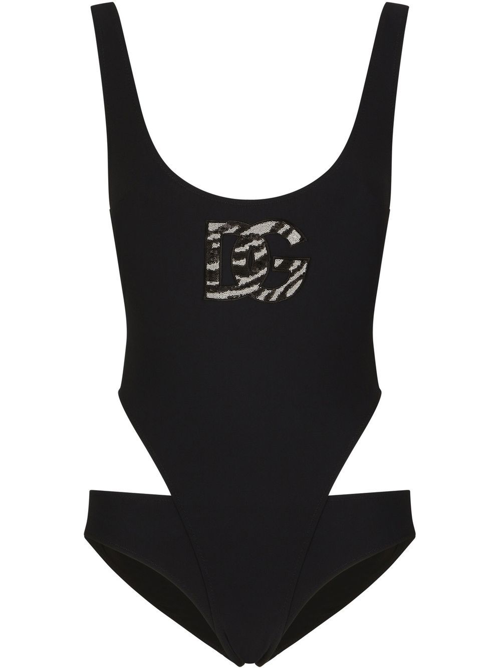 Dolce & Gabbana DG-logo cut-out swimsuit – Black