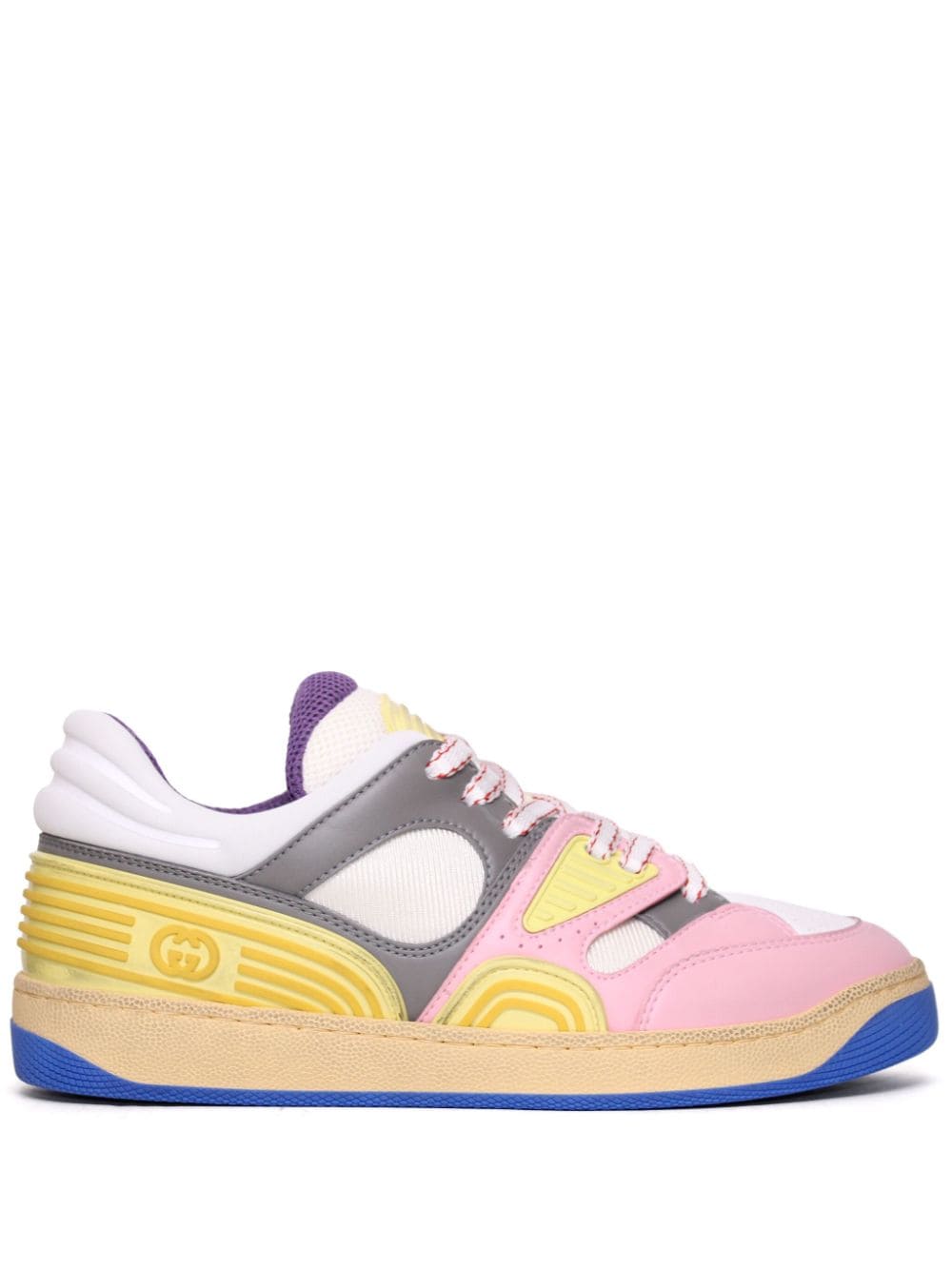 Shop Gucci Basket Panelled Sneakers In Pink