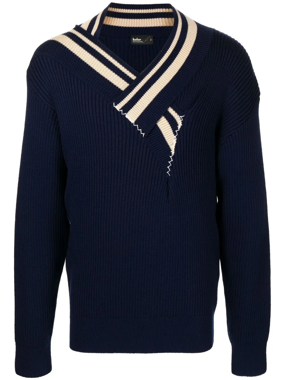 

Kolor crossover-stripe detail jumper - Blue