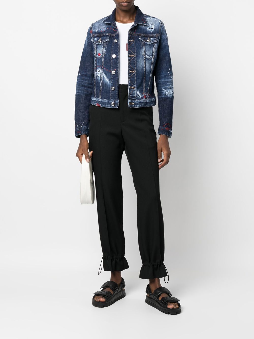 Dsquared2 Jack met gerafelde afwerking - Blauw