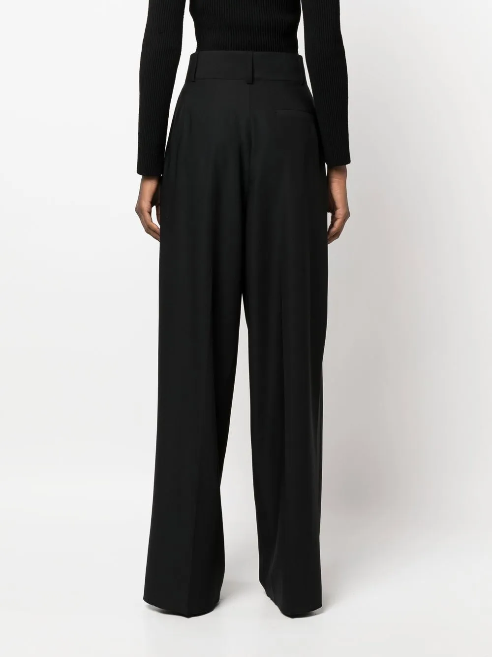 Ferragamo Pleated High-waisted Trousers In Black