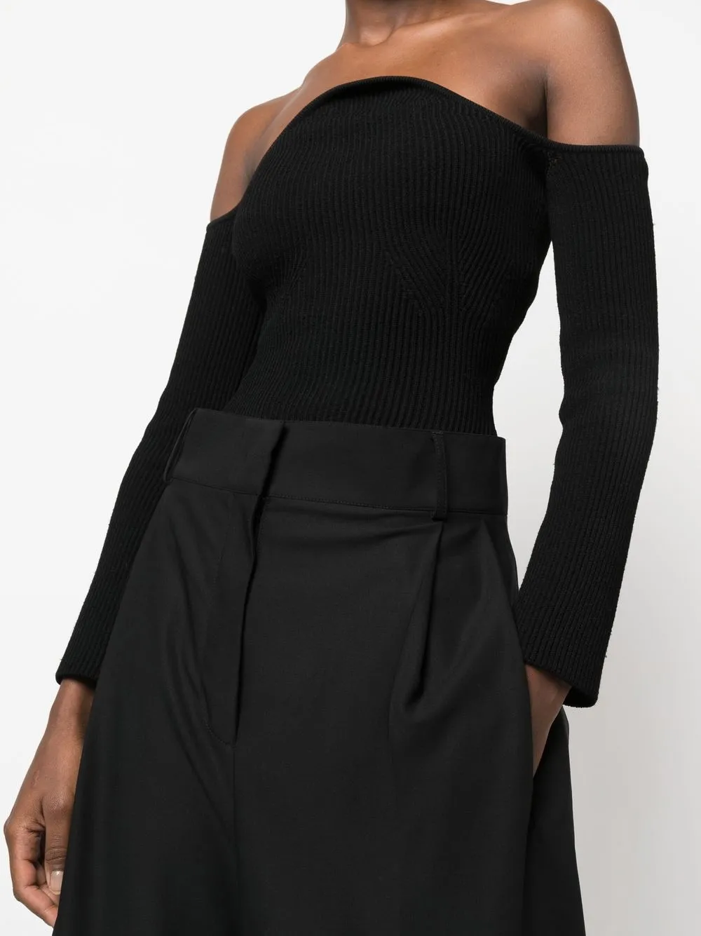 Ferragamo Pleated High-waisted Trousers In Black