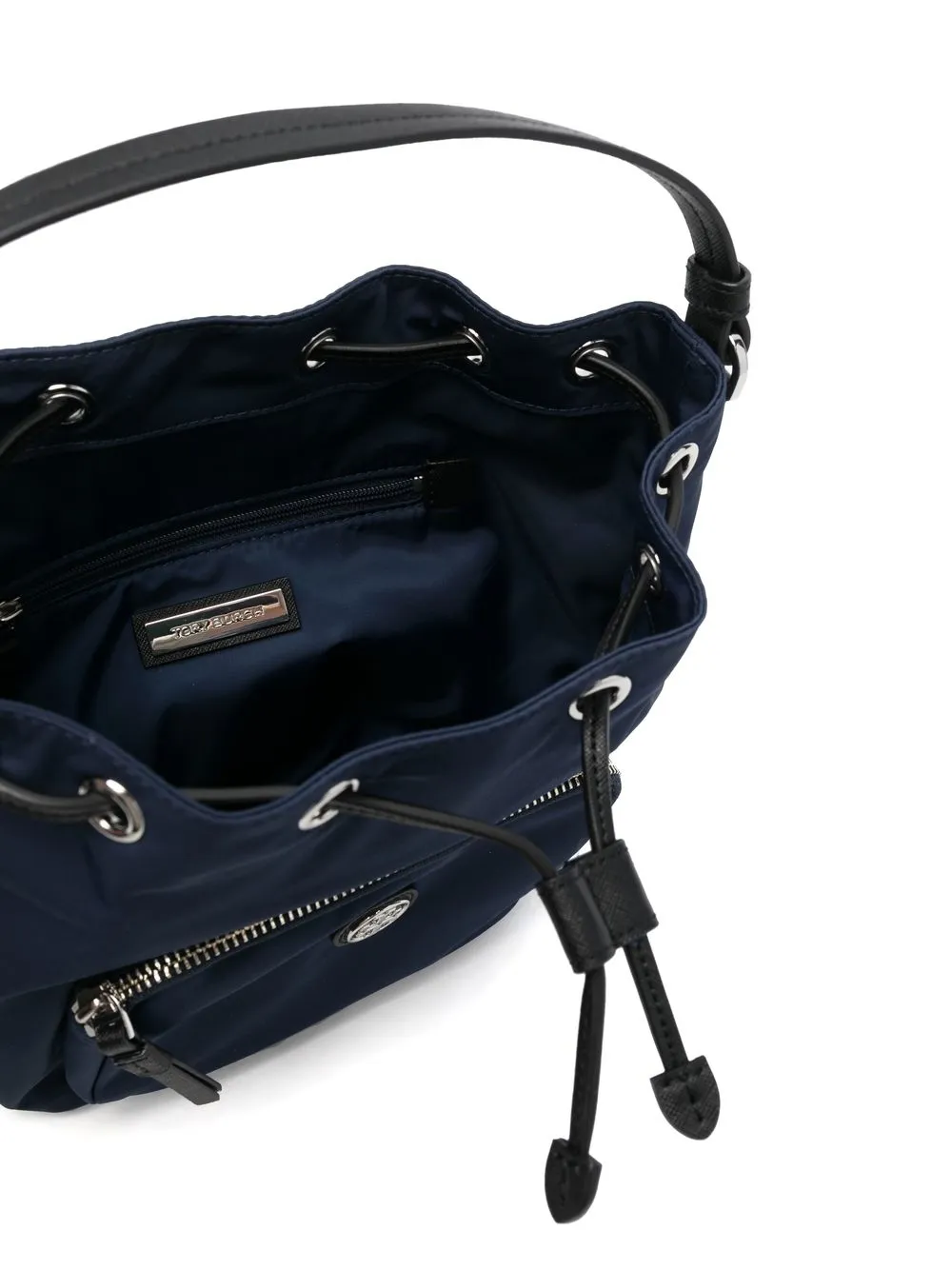 Tory Burch Logo-plaque Bucket Bag In Blau