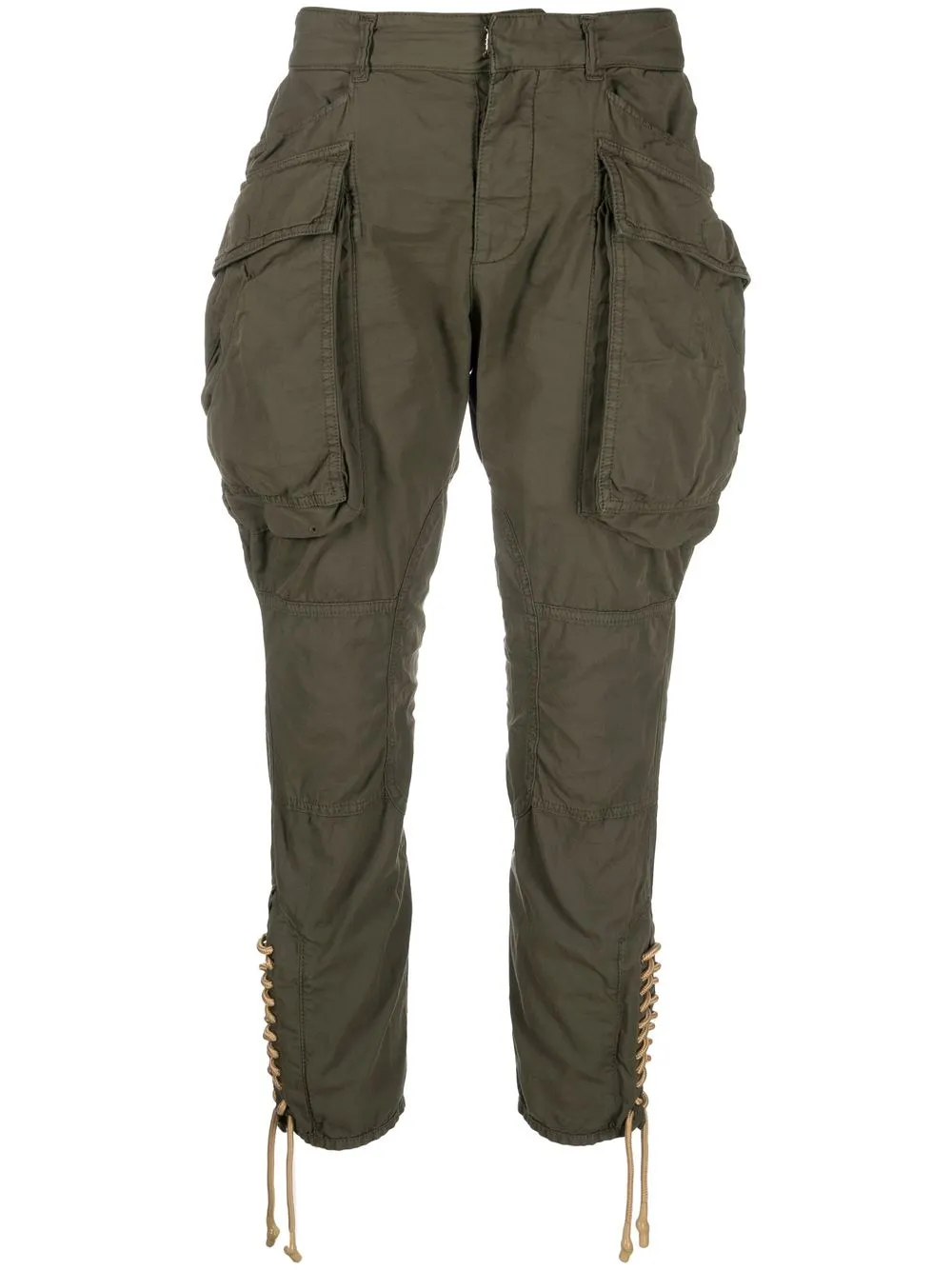 Dsquared2 Lace-up Slim-fit Trousers In Green
