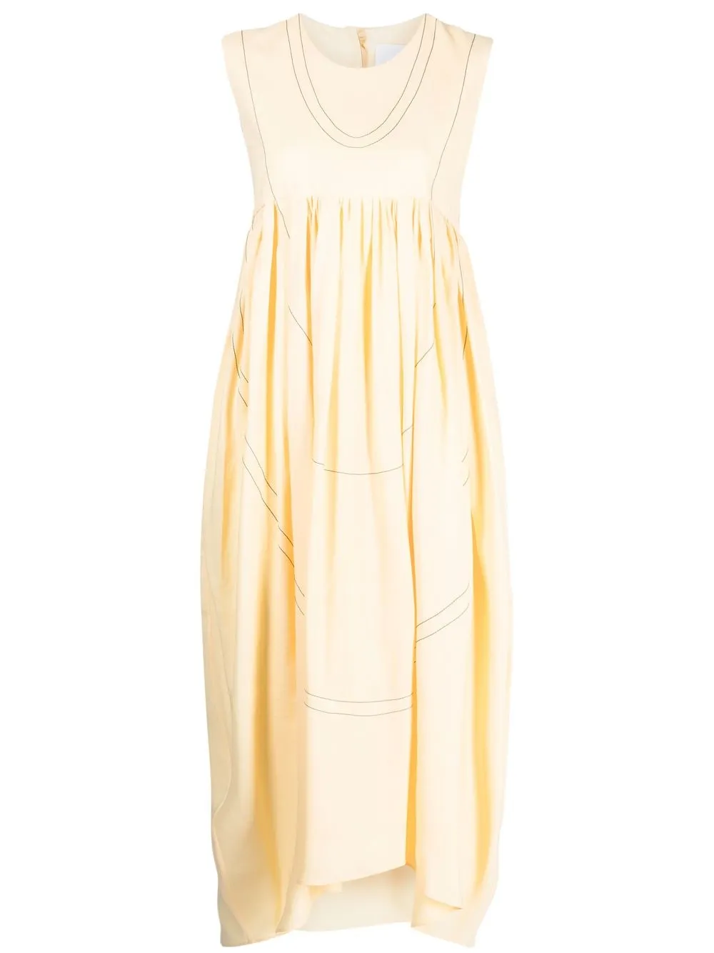

Jil Sander round neck pleated maxi dress - Yellow