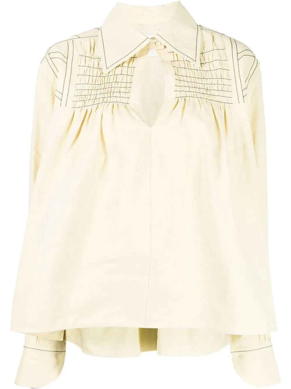 

Jil Sander smocking-detail linen blouse - Yellow