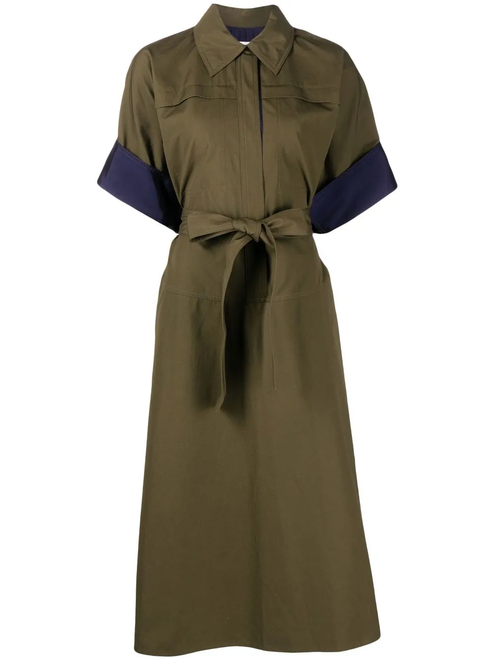 

Jil Sander vestido midi con cinturón - Verde