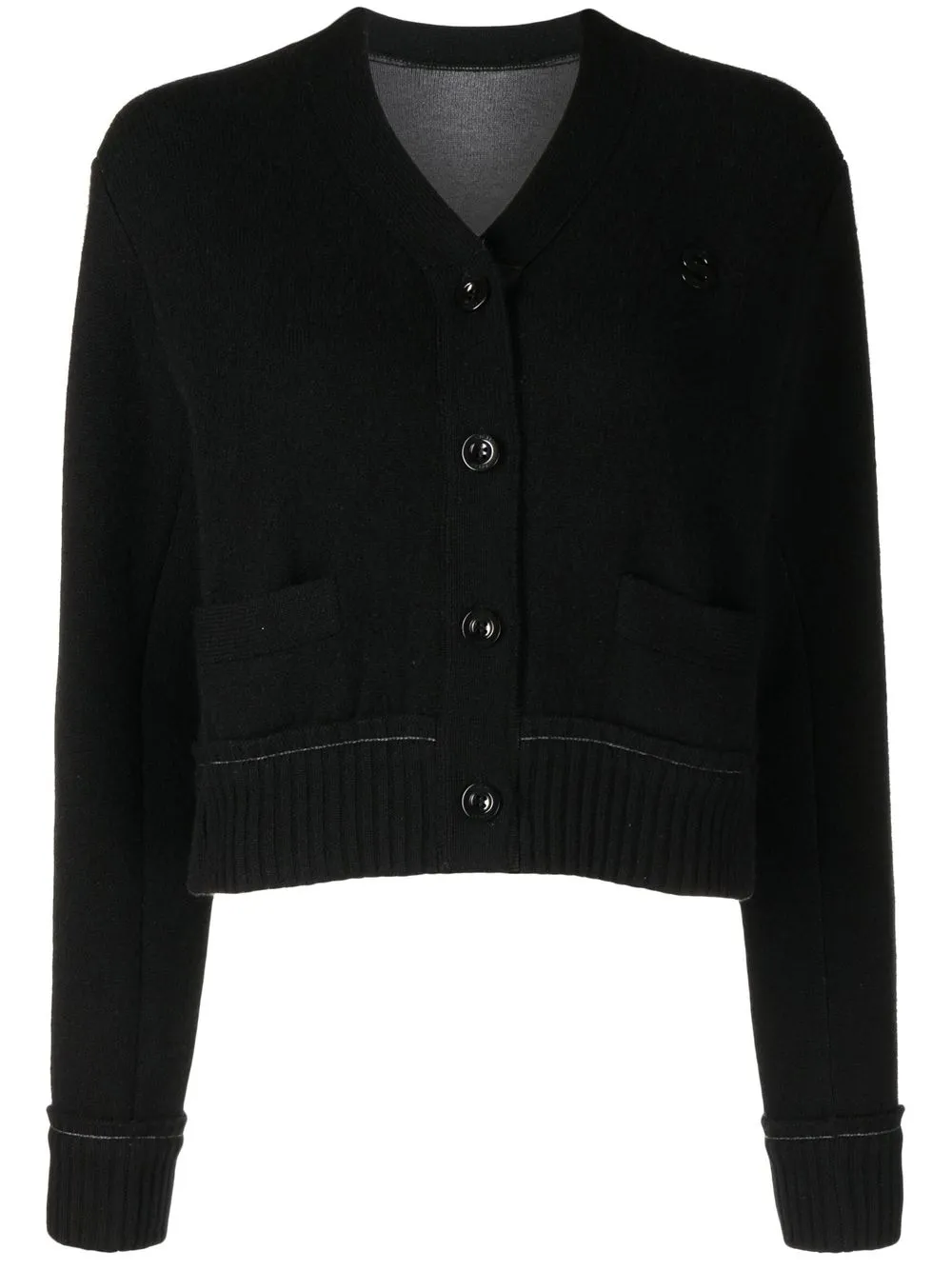 

sacai logo-pin V-neck cardigan - Black