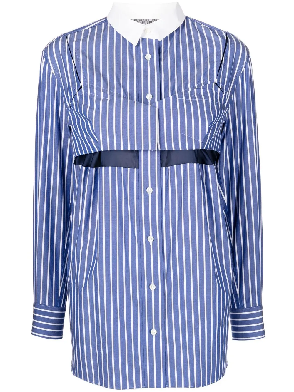 

sacai camisa manga larga con rayas estampadas - Azul