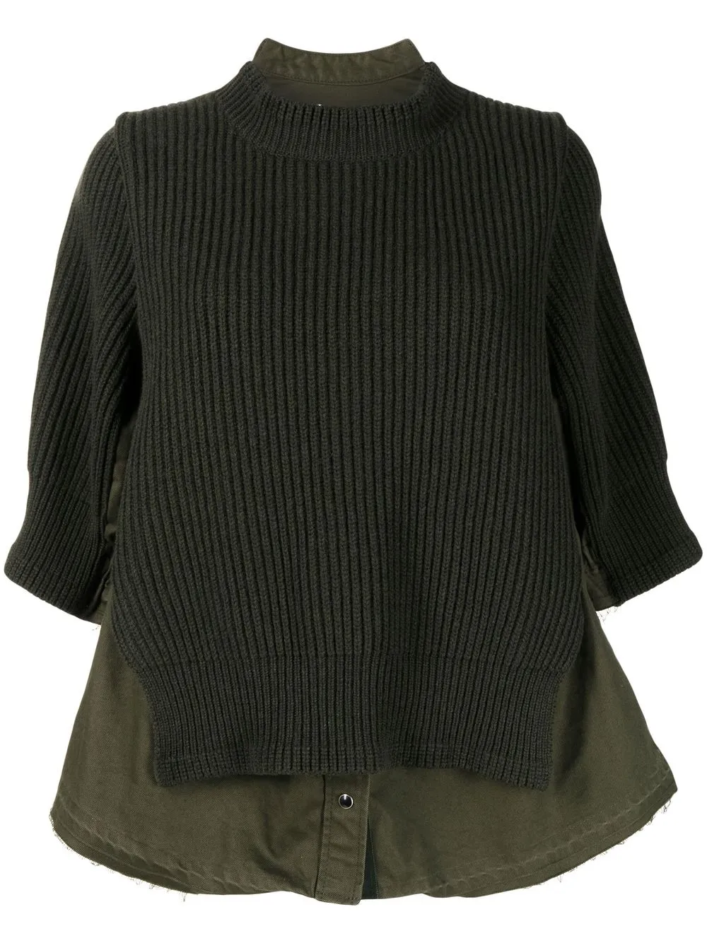 

sacai layered knitted jumper - Green