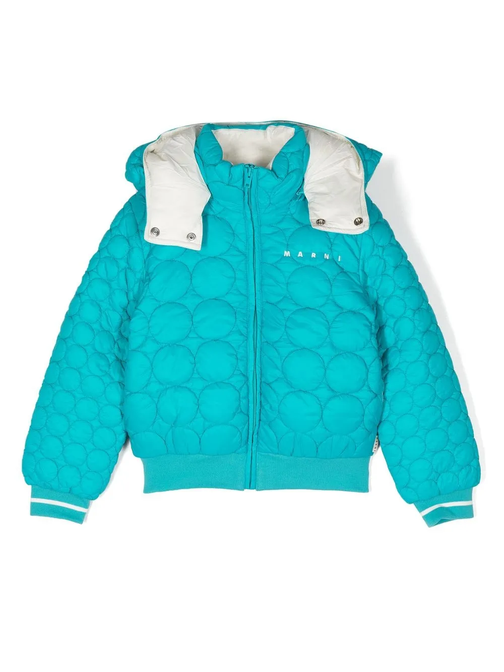 

Marni Kids logo-print quilted jacket - Blue