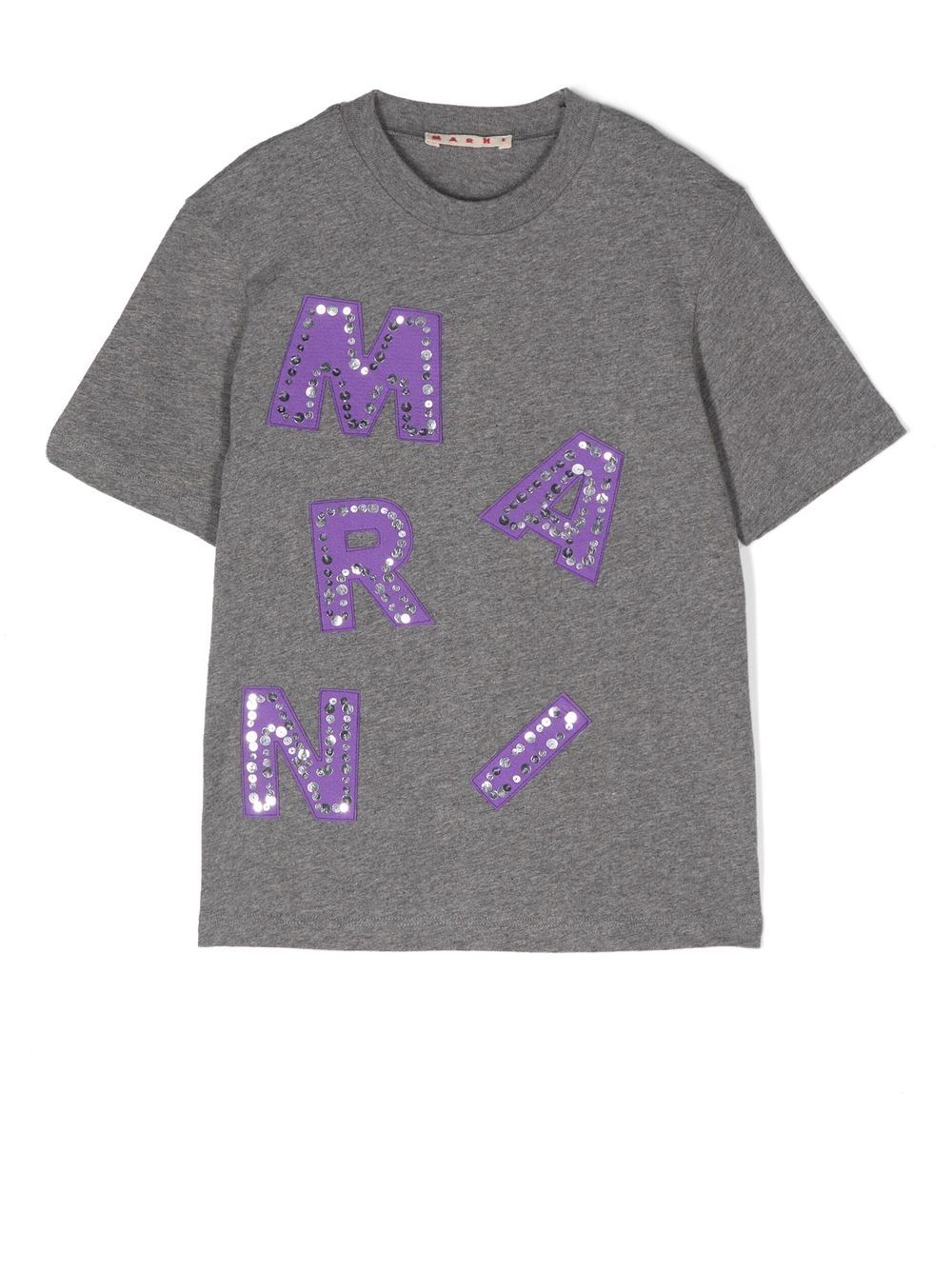 

Marni Kids playera con cuello redondo y parche del logo - Gris