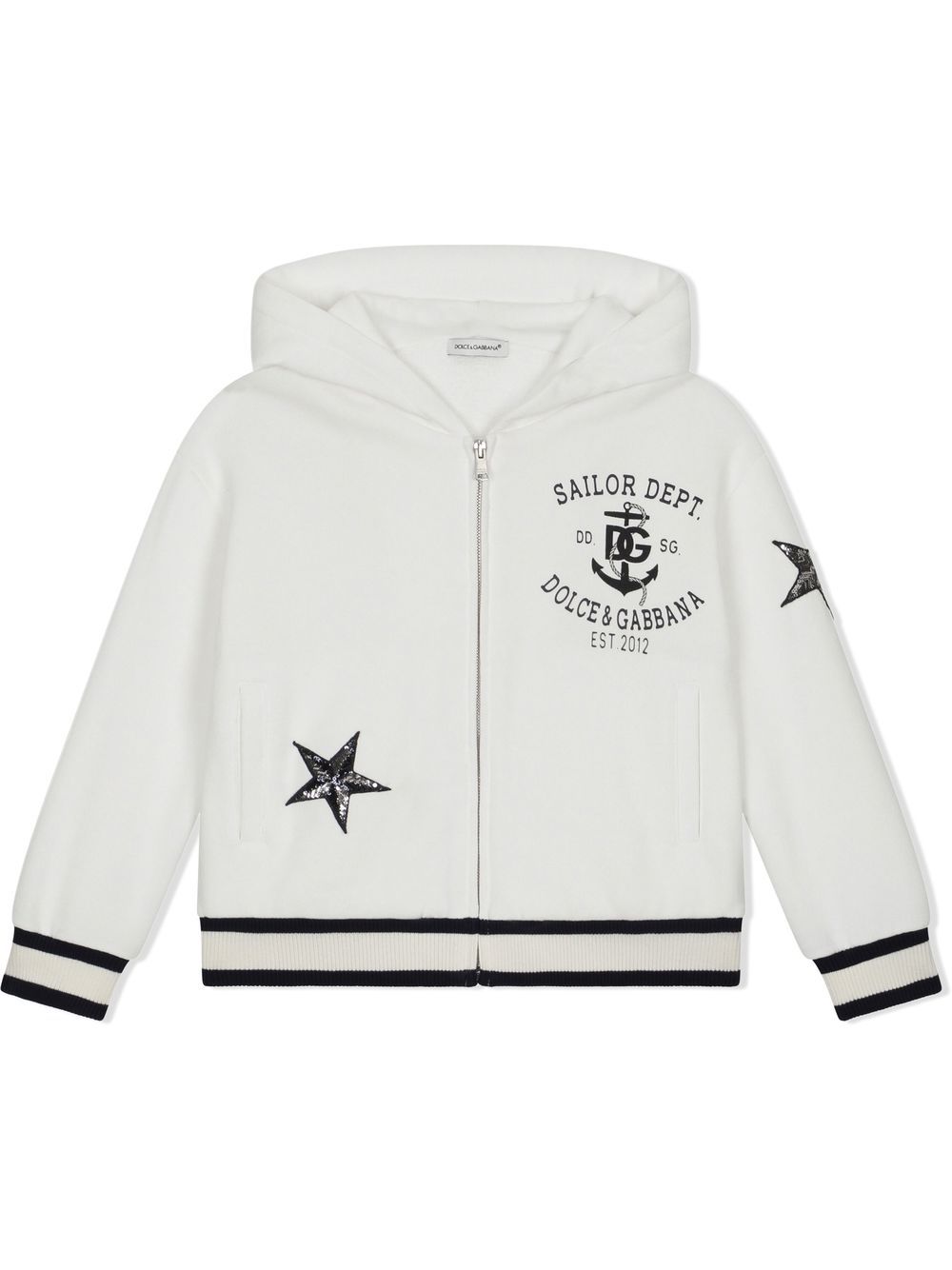 Dolce & Gabbana Kids star-patch zip-front hoodie - White