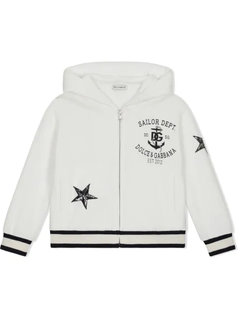 Dolce & Gabbana Kids star-patch zip-front hoodie