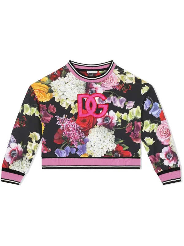 Floral Cotton Sweatshirt in Multicoloured - Dolce Gabbana Kids