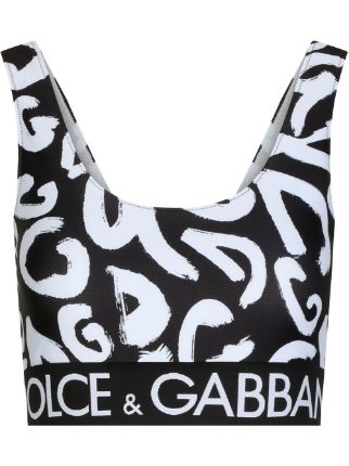 Dolce & Gabbana graffiti-print Logo Sports Bra - Farfetch