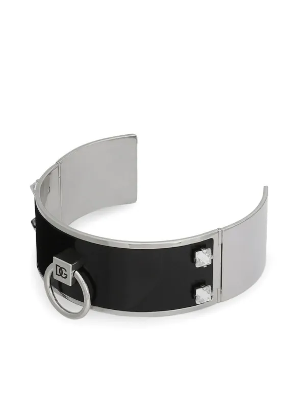 Dolce & Gabbana Leather Cuff Bracelet | Silver | FARFETCH AO
