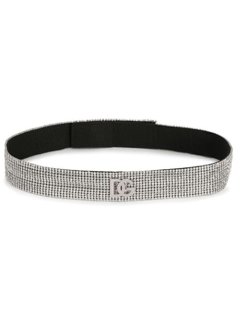 Dolce & Gabbana DG-logo crystal mesh belt Women